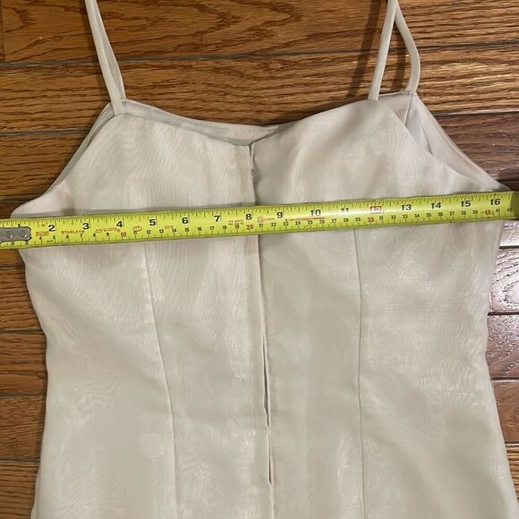 Raffaella chiffon beige Y2K spaghetti strap mini cocktail dress size medium - Picture 16 of 16